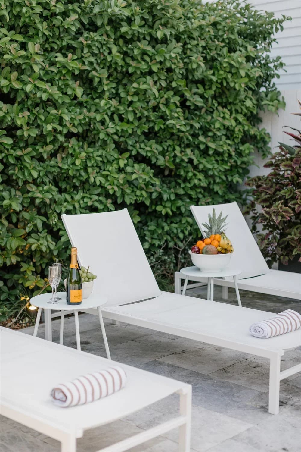 The heated pool and garden at The Mazant