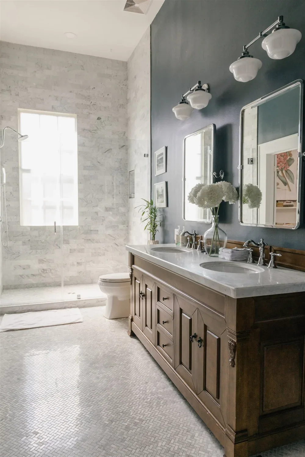 Bathroom vanity and mirror