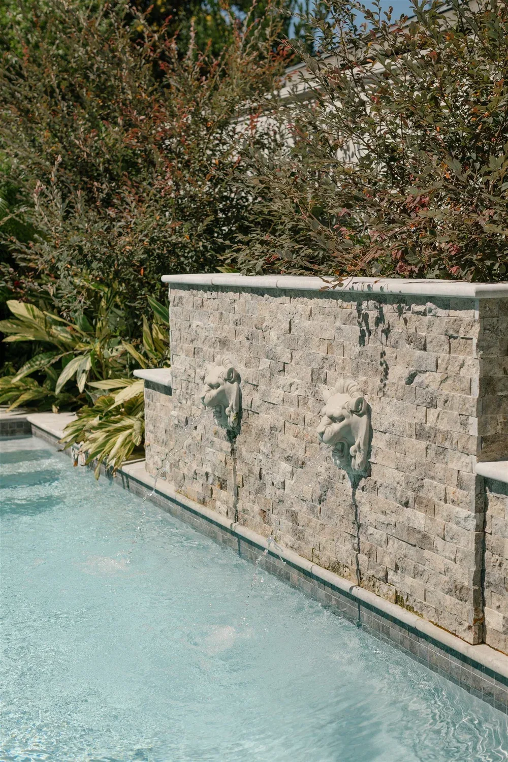 Outdoor fountain and garden wall