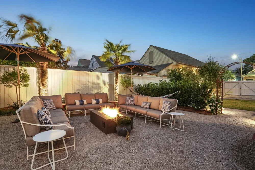 Evening patio with fire pit