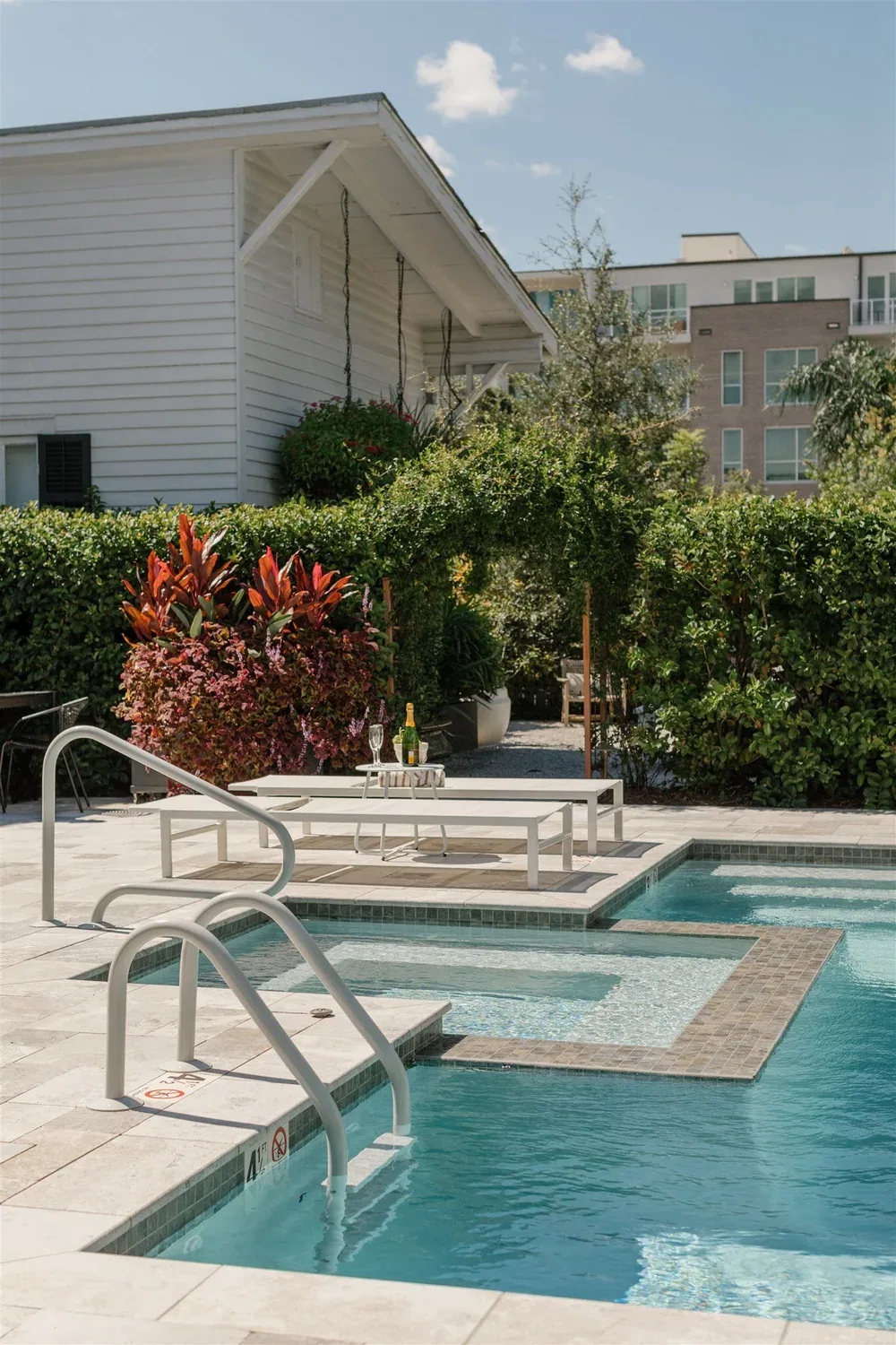 Pool exterior and garden