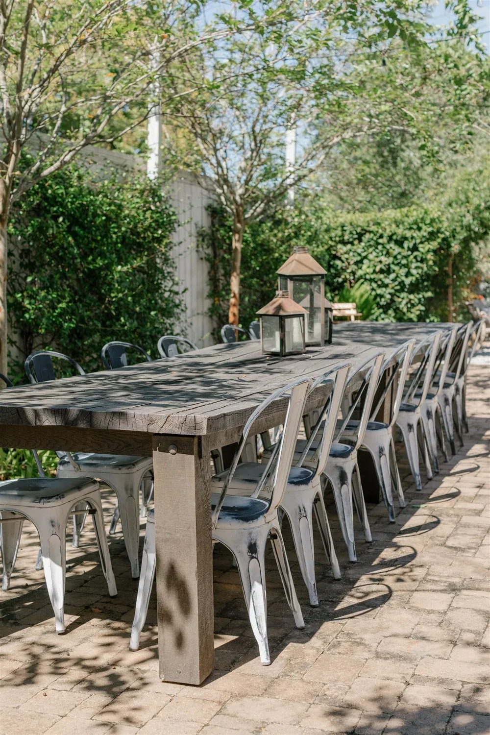 Outdoor dining table in the yard